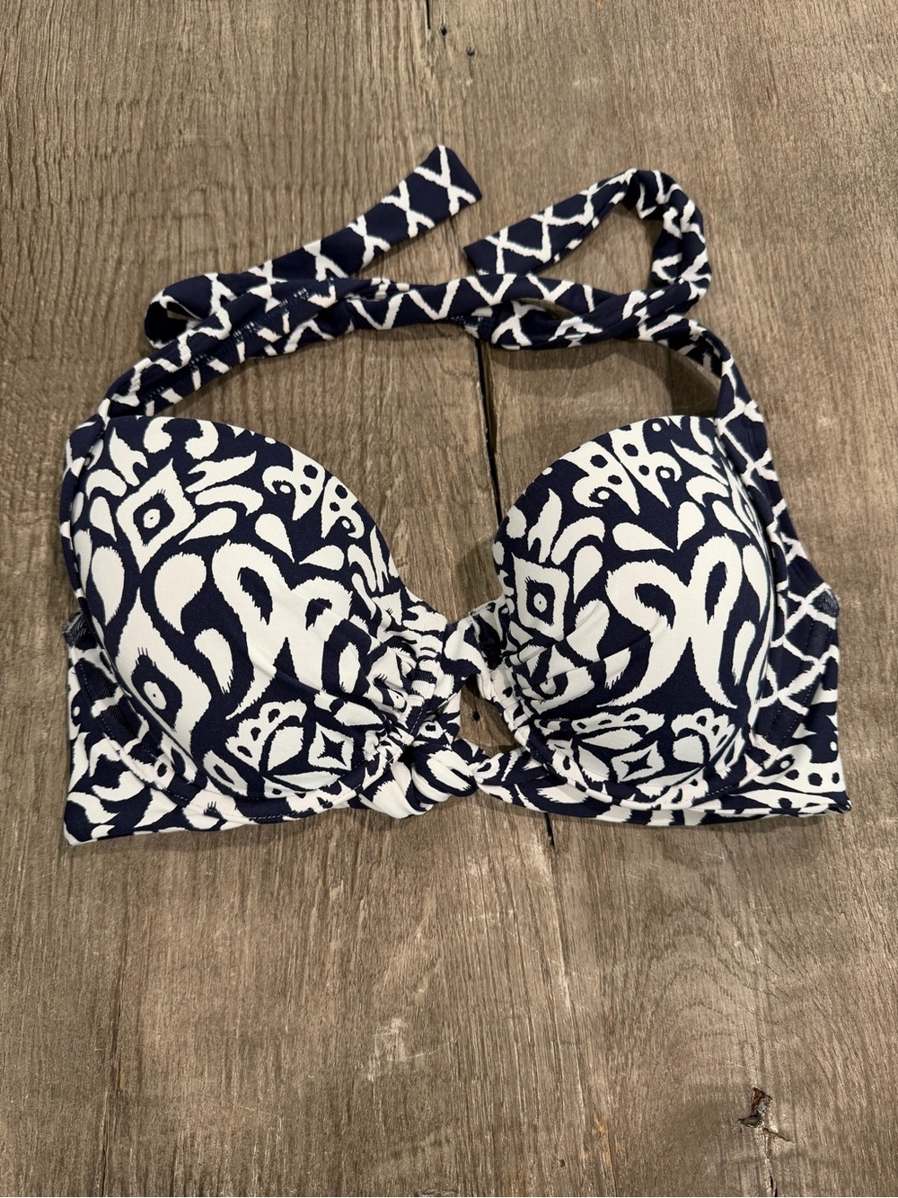 Tommy Bahama Navy and White Printed Bikini Halter Top